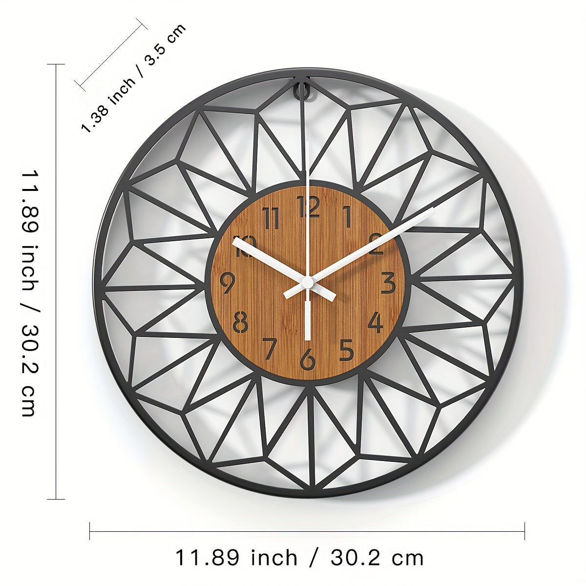 Modern Metal Wall Clock | Wood Grain Centre Design | Wildoxy