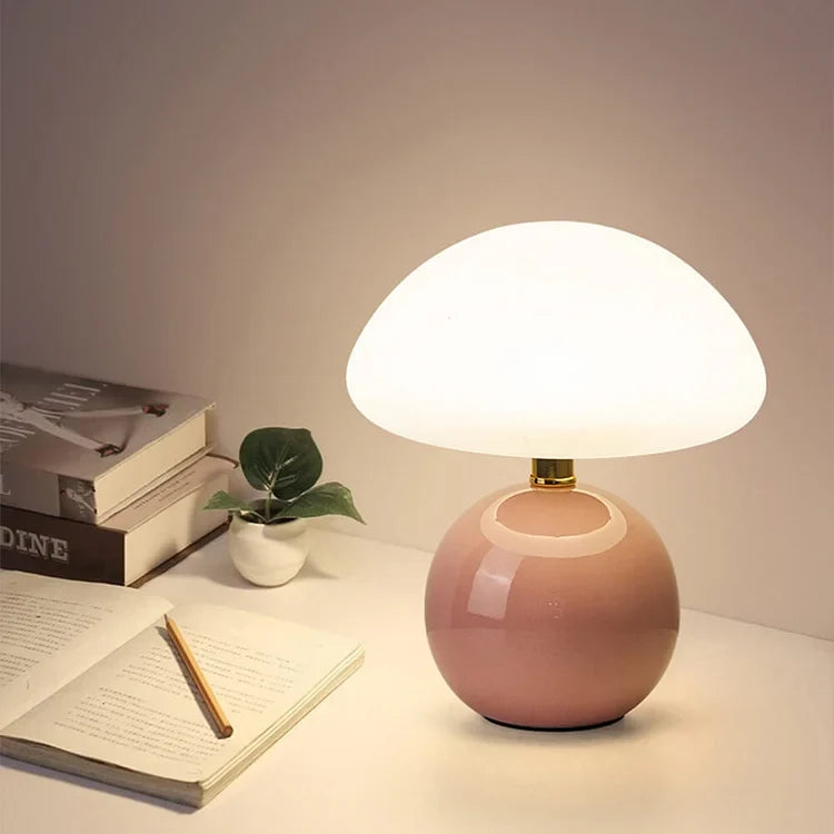 Lumiere Ceramic Table Lamp — Cream, Mushroom Shape, Bauhaus Style