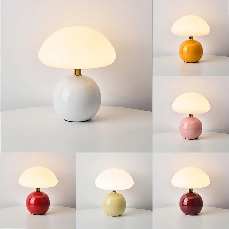 Lumiere Ceramic Table Lamp — Cream, Mushroom Shape, Bauhaus Style