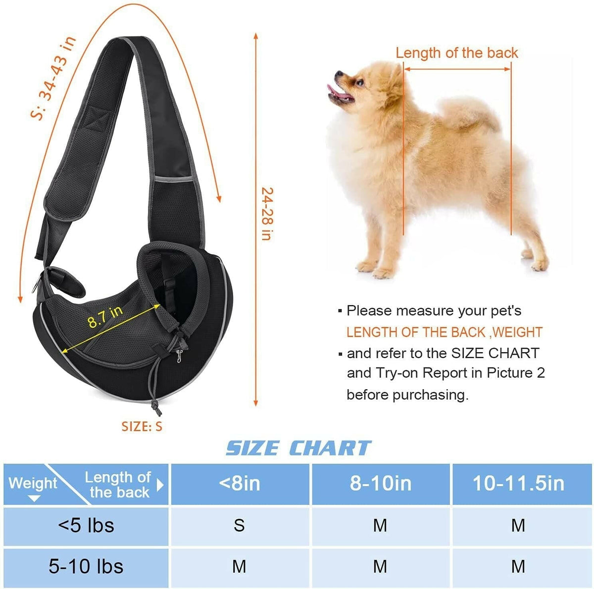 Bolsa transportadora para mascotas — Malla transpirable, correa de hombro ajustable