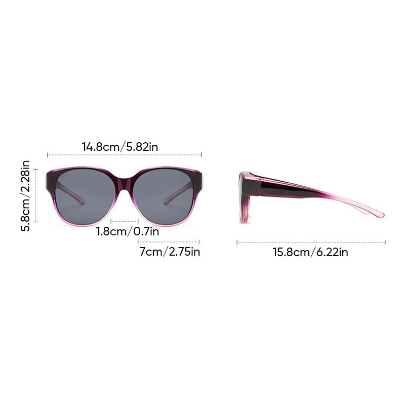 Polarisierte UV400-Cat-Eye-Sonnenbrille zum Aufstecken über Brillen