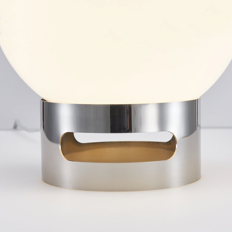 Lucette Bedside Table Lamp, Bauhaus Design, French Opal Glass Shade