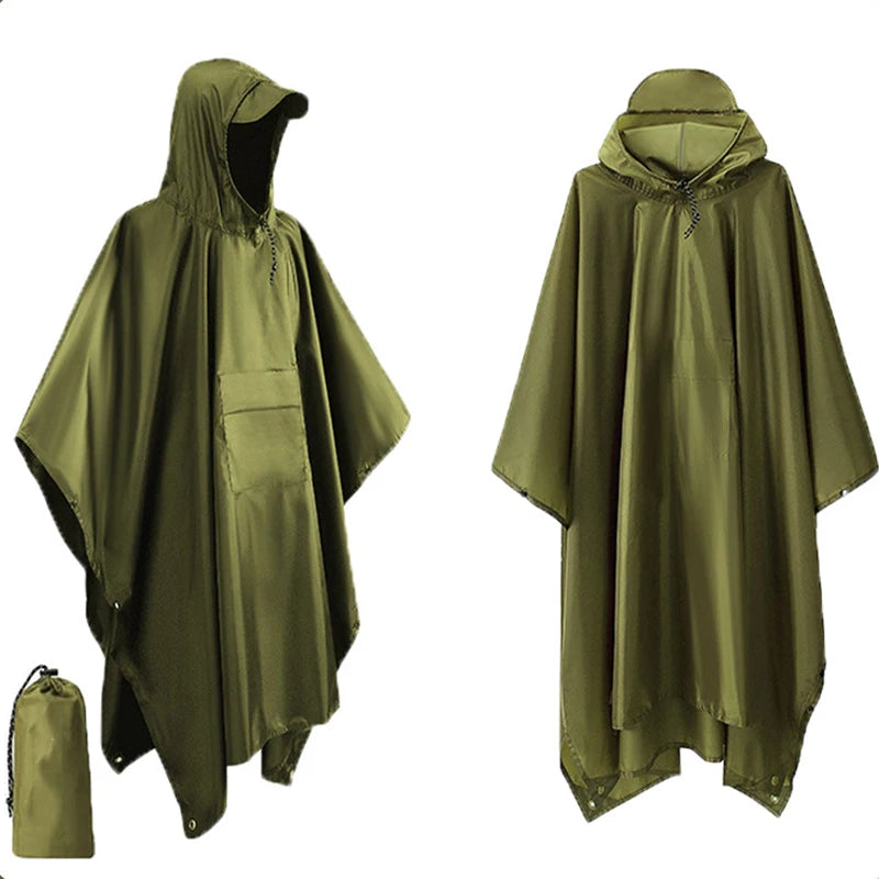 Waterdichte regenponcho met capuchon — 3-in-1-ontwerp