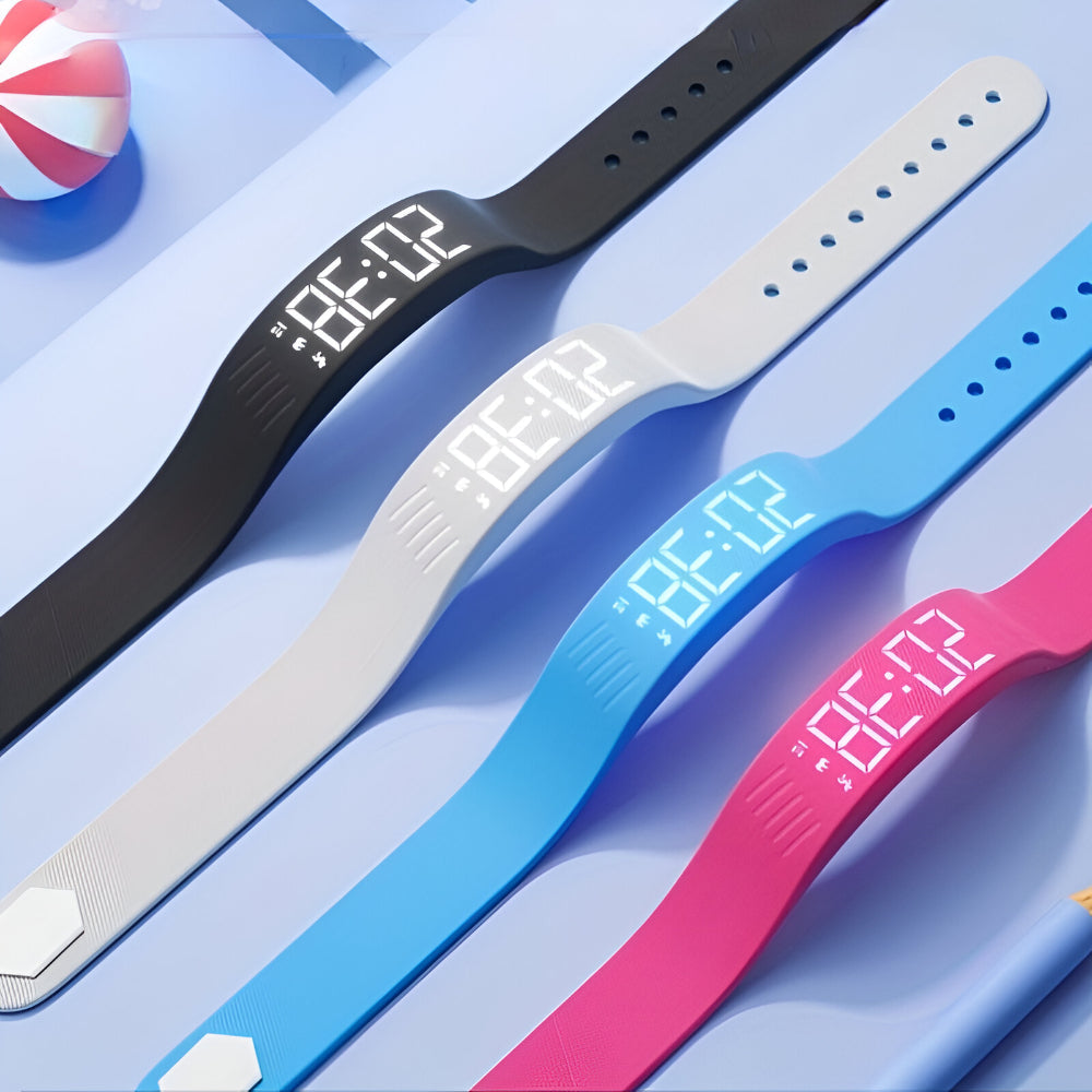 Digital LED-sportklocka — silikonarmband, vattentät USB