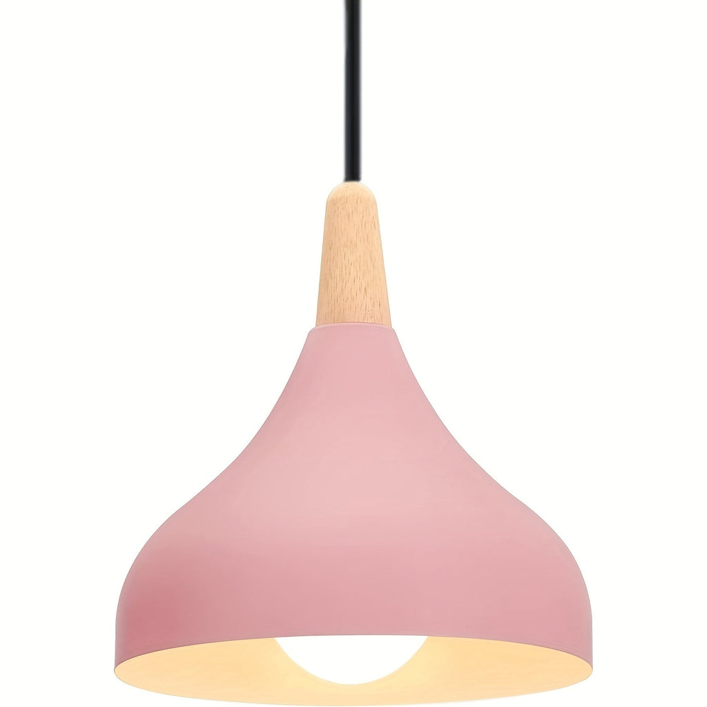 Modern Teardrop Pendant Light | Metal & Wood Hanging Lamp | Wildoxy