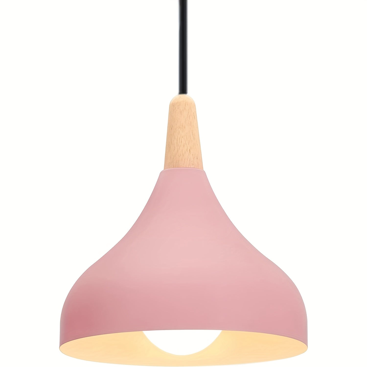 Modern Teardrop Pendant Light | Metal & Wood Hanging Lamp | Wildoxy