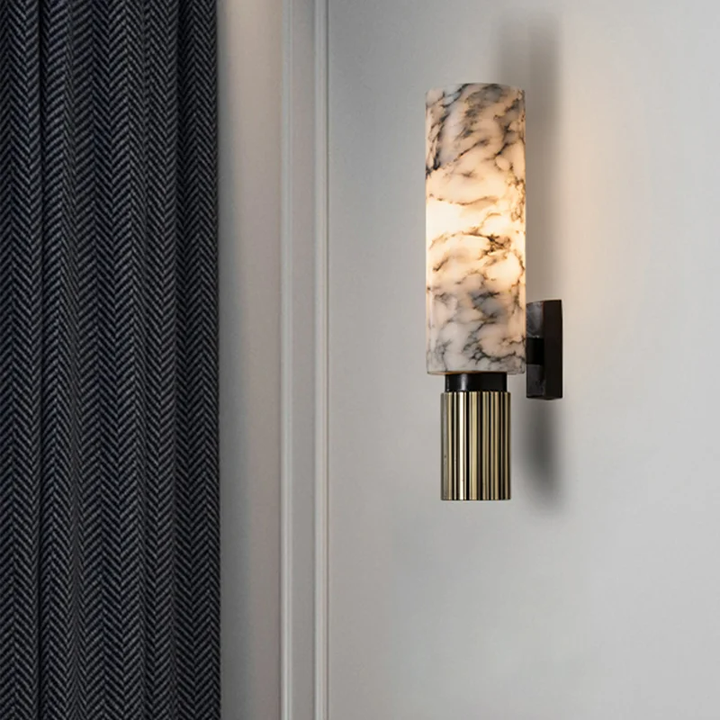 Marble Copper Wall Light LED E27 Natural Stone - Wildoxy