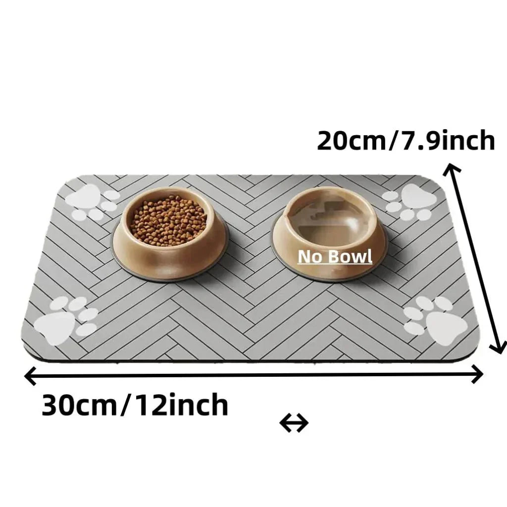 Tapete de chão para taças de comida de animais FEEDDRY — parte superior absorvente, base impermeável antiderrapante