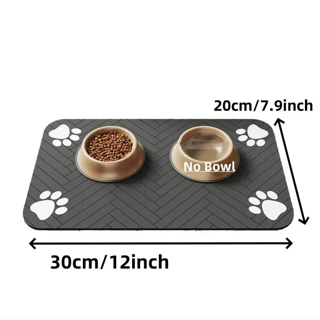 Tapete de chão para taças de comida de animais FEEDDRY — parte superior absorvente, base impermeável antiderrapante