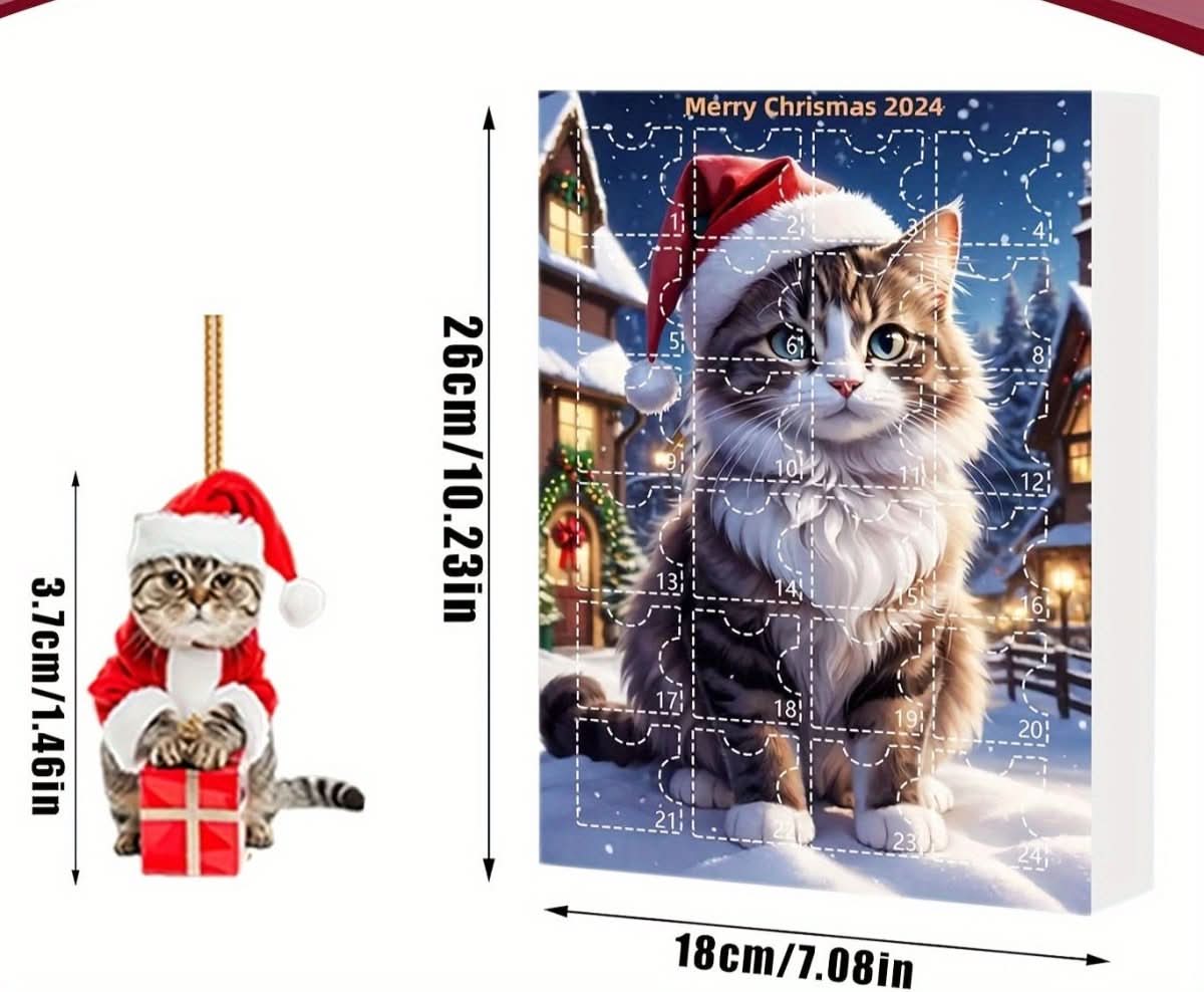 Calendário do Advento FELICOUNT para amantes de gatos — contagem decrescente diária com 24 portinholas até ao Natal