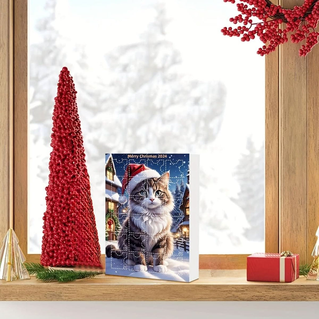 Calendário do Advento FELICOUNT para amantes de gatos — contagem decrescente diária com 24 portinholas até ao Natal
