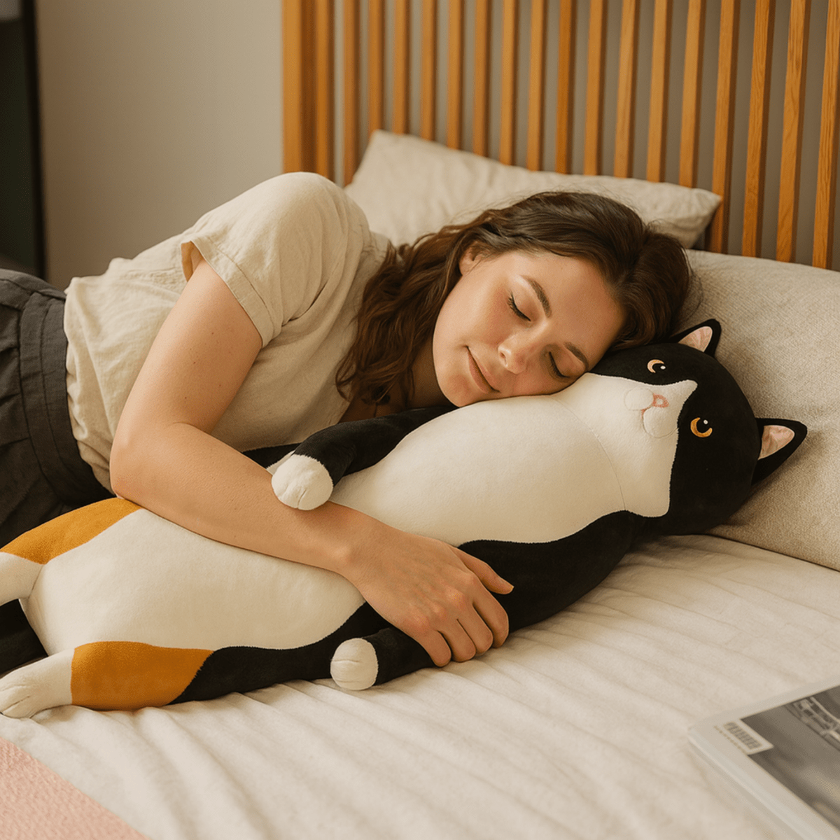 Oreiller pour chat FelineDream - aspect douillet en peluche, rembourrage moelleux, adapté aux enfants
