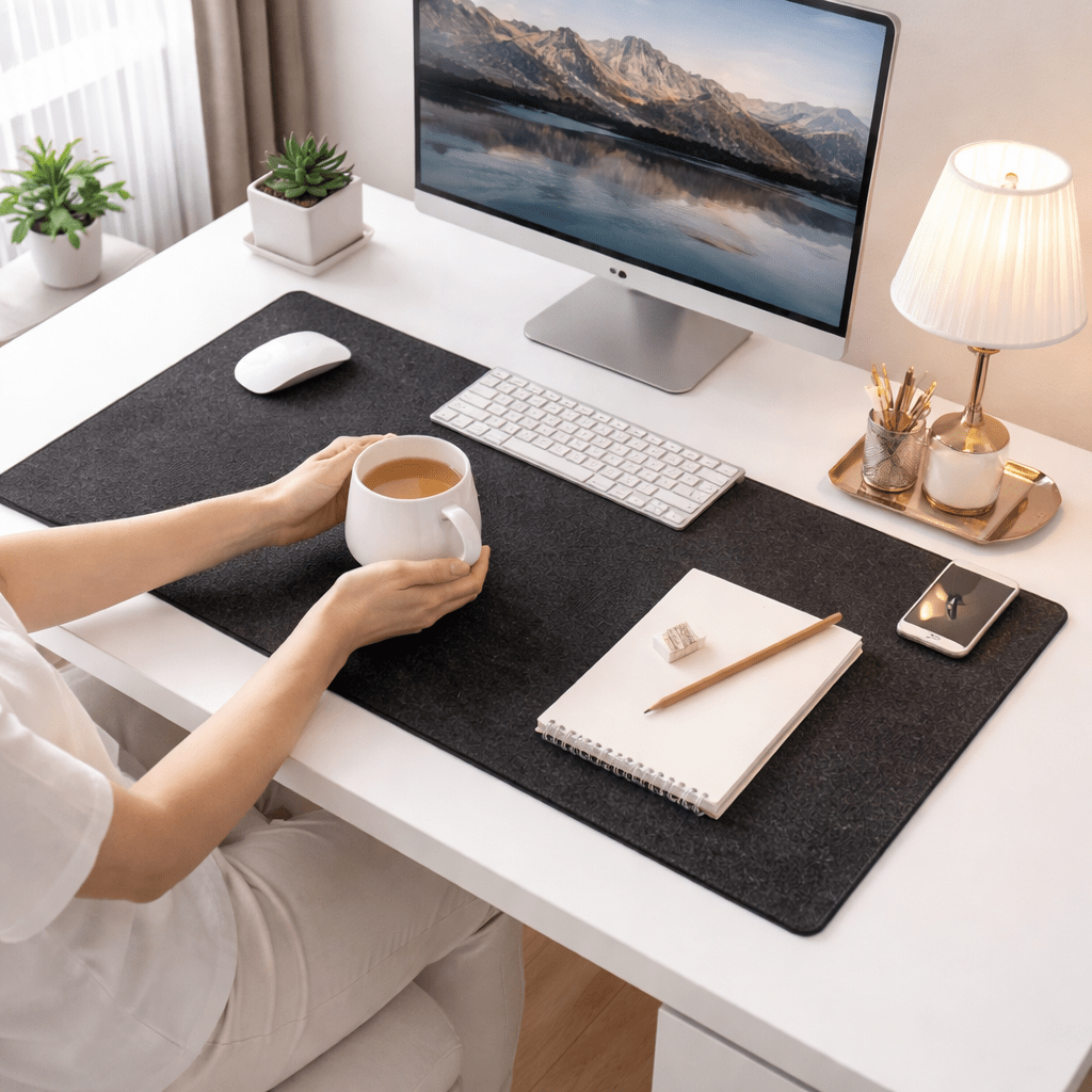 DESKLY puha filc asztali alátét — Sima felület, könnyű védelem