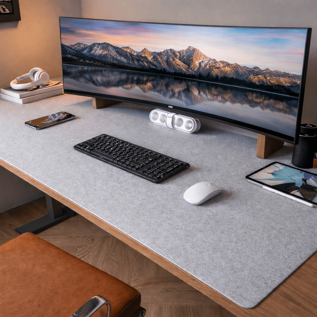 Deskform filtunderlägg för skrivbord, 80x40 cm — ljuddämpande underlägg för arbetsplatsen
