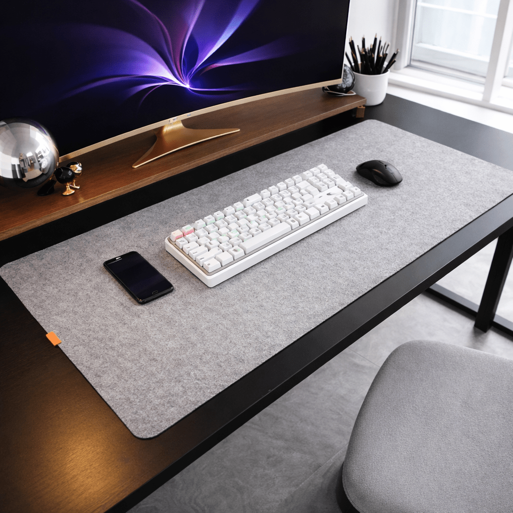 Grand sous-main de bureau en feutre de laine FELTPRO - surface lisse, dessous antidérapant