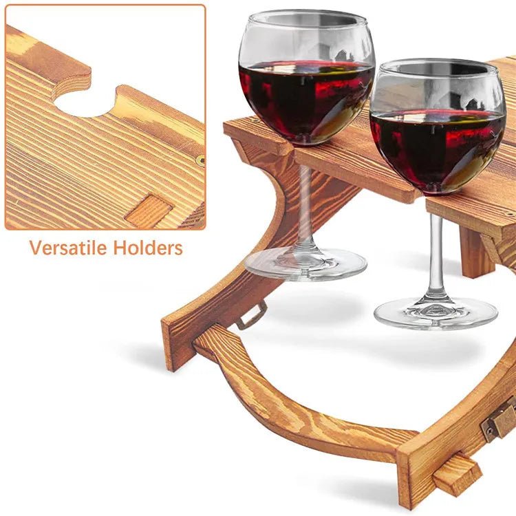 Fieldvint Portable Folding Table — Integrated Wine Glass Rest, Compact Foldaway Design