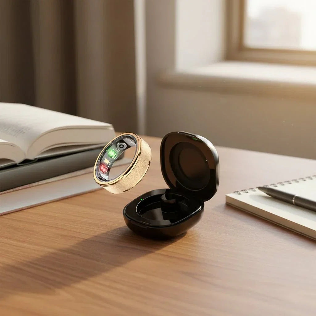 FitCircle Smartring zur Gesundheitsüberwachung — Ladeetui inklusive, 5ATM wasserdicht