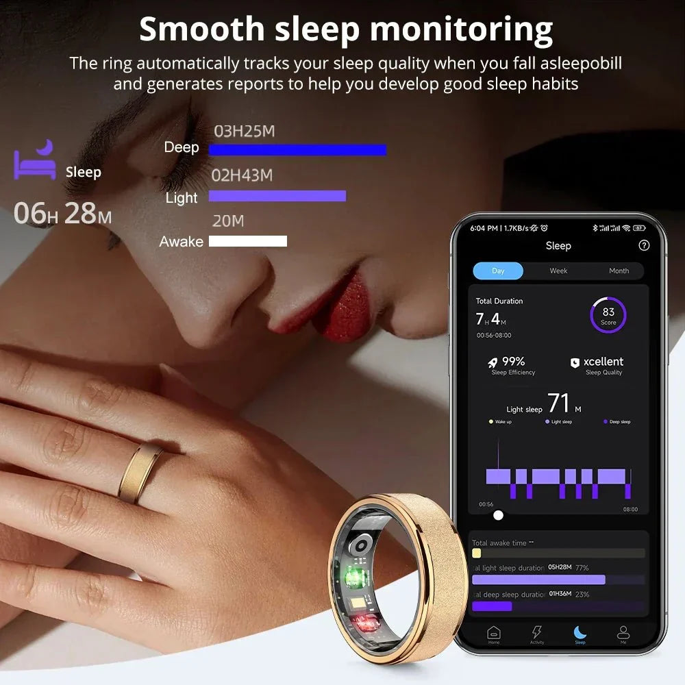 FitCircle Smartring zur Gesundheitsüberwachung — Ladeetui inklusive, 5ATM wasserdicht
