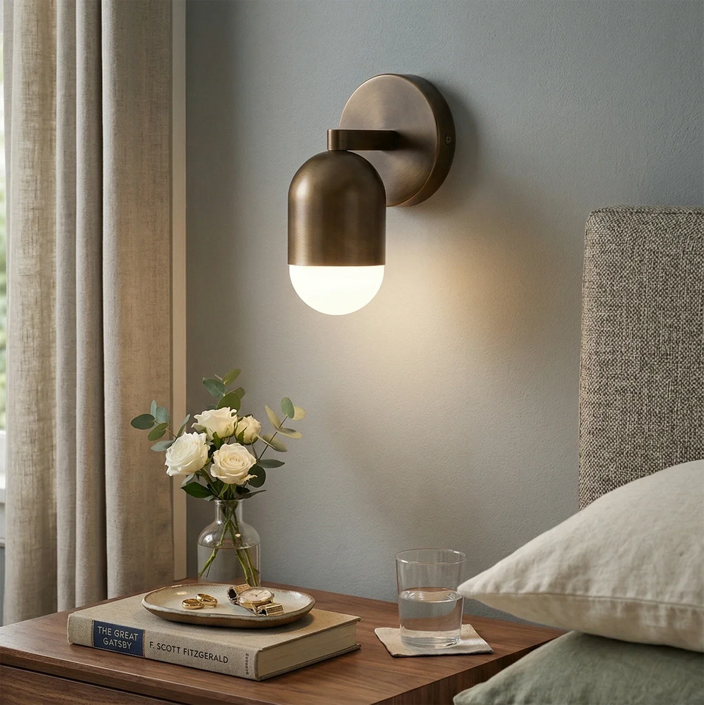 Fixed Down Brass Capsule Wall Sconce | wildoxy