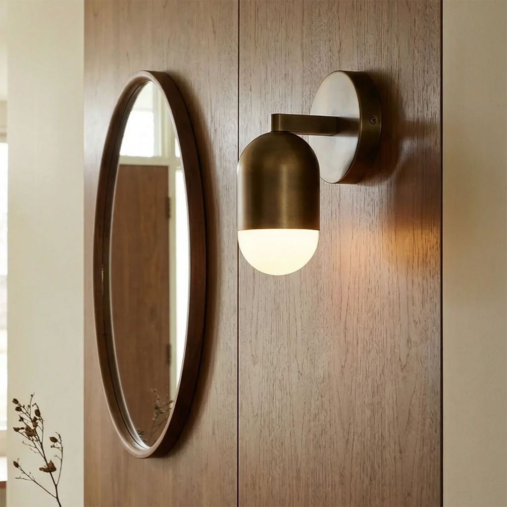 Fixed Down Brass Capsule Wall Sconce | wildoxy