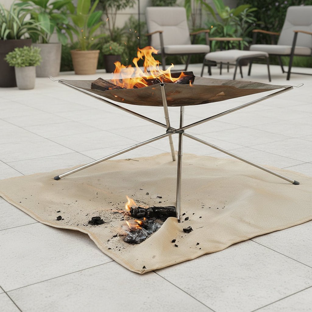 FlameDefend Hitzebeständige Fiberglasmatte für den Außenbereich — Sicherheitsbarriere gegen Funken und Glut