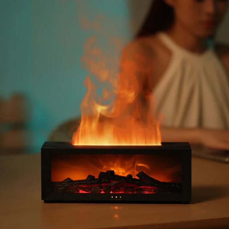 FlameMist Aromatherapy Humidifier — Ultrasonic LED Light, Flickering Flame Effect