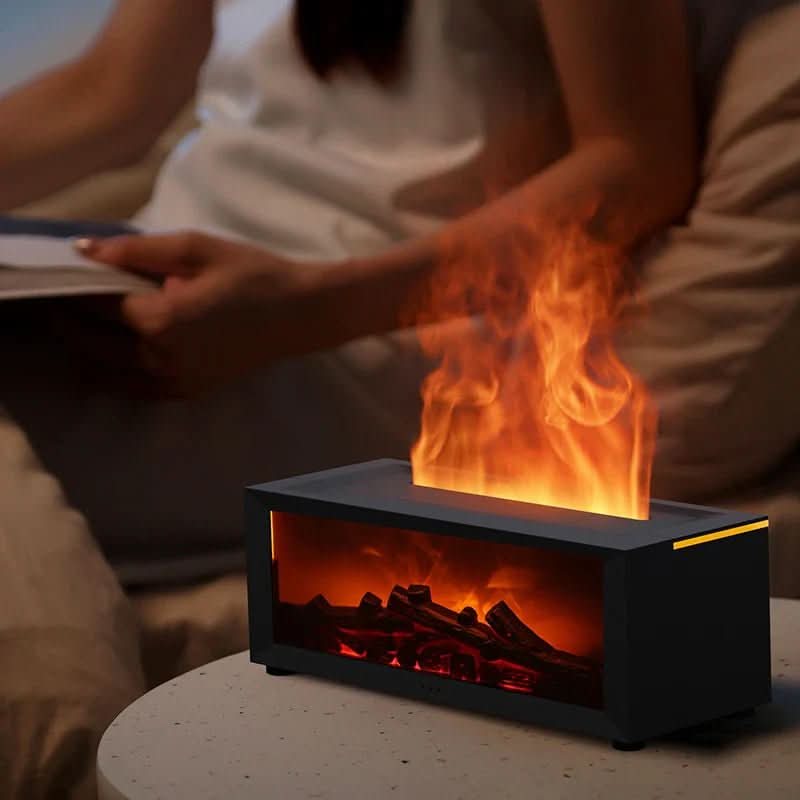 FlameMist Aromatherapy Humidifier — Ultrasonic LED Light, Flickering Flame Effect
