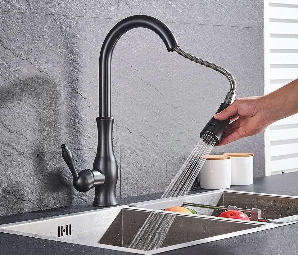 FlexFlow Ausziehbare Küchenarmatur aus Edelstahl — ausziehbarer Brausekopf