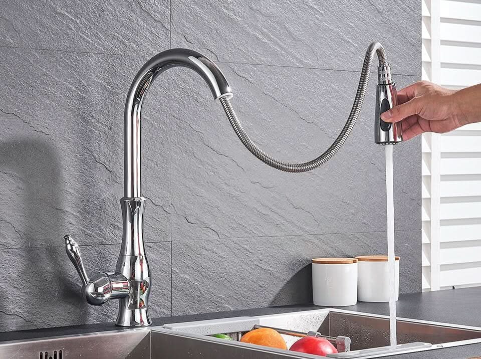 FlexFlow Ausziehbare Küchenarmatur aus Edelstahl — ausziehbarer Brausekopf
