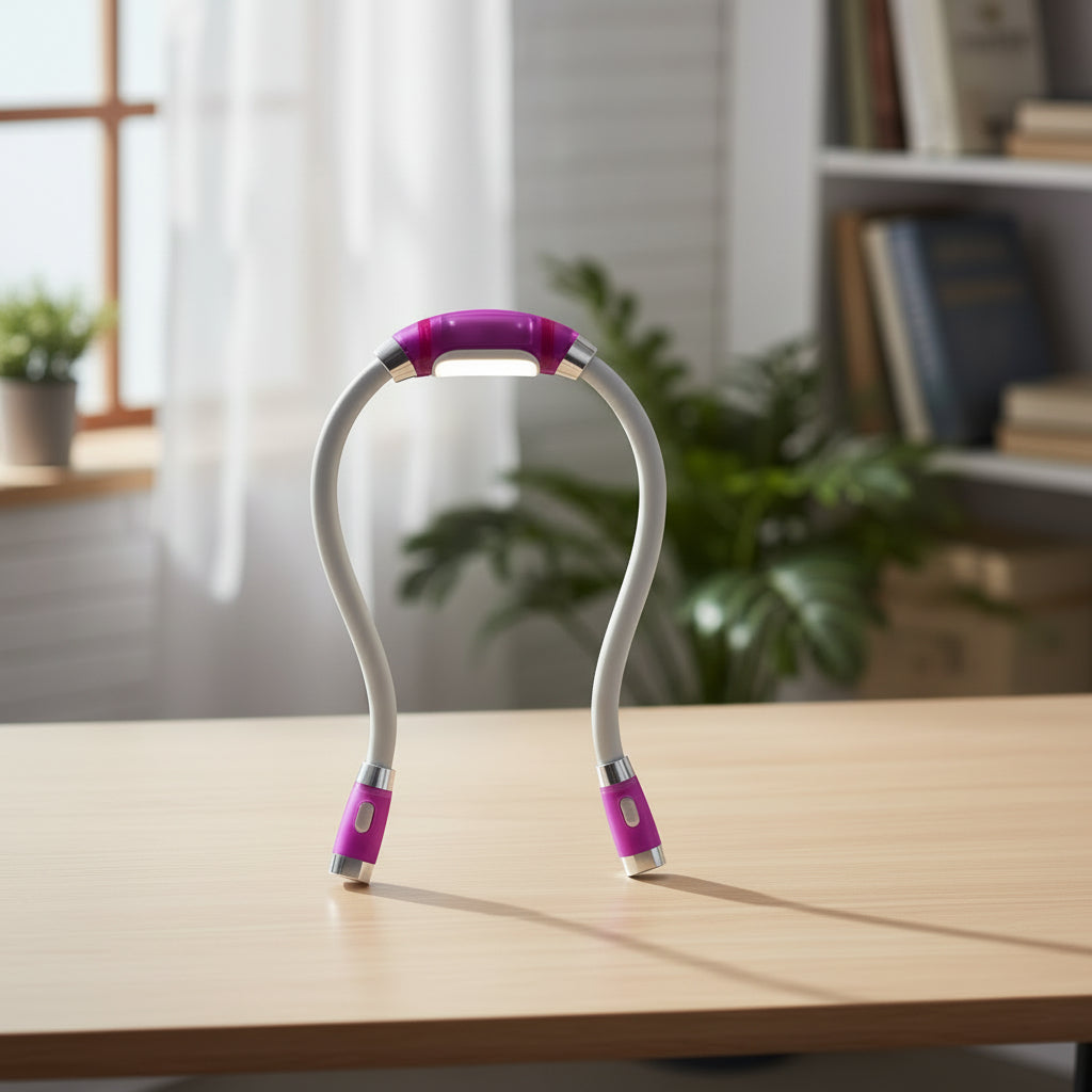 Lampada LED da collo FlexiGlow – due bracci flessibili da 30cm, illuminazione a mani libere