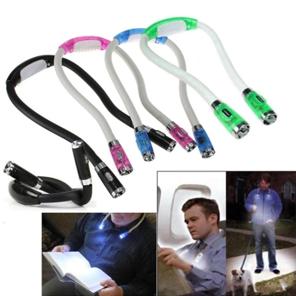 Lampada LED da collo FlexiGlow – due bracci flessibili da 30cm, illuminazione a mani libere