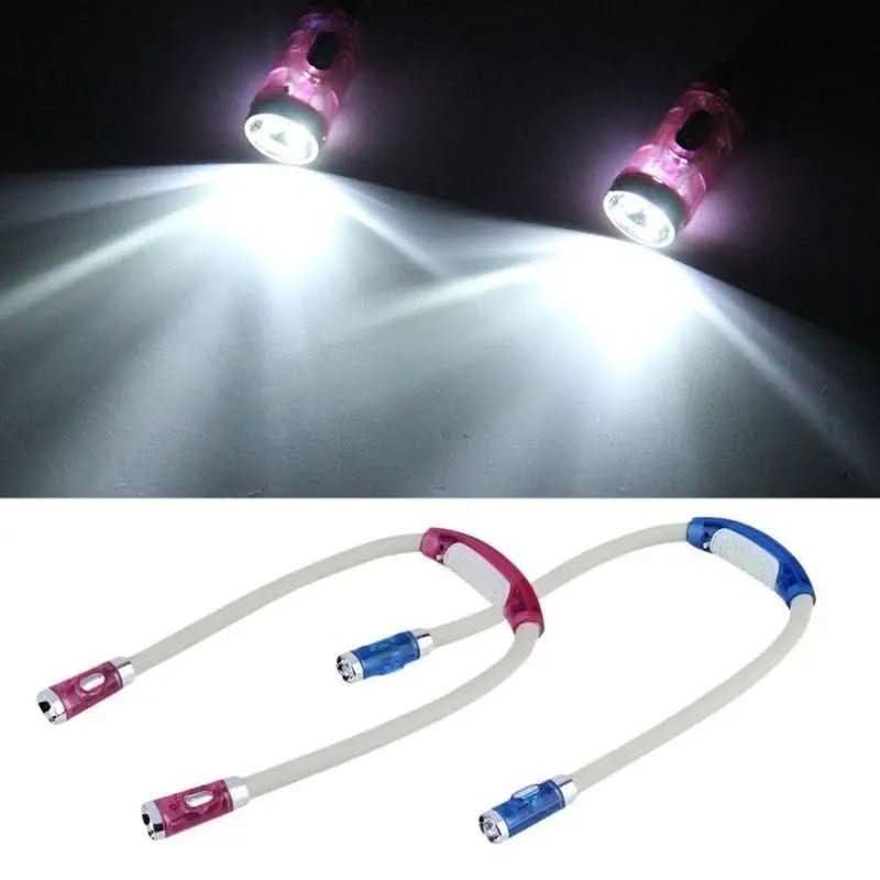 Lampada LED da collo FlexiGlow – due bracci flessibili da 30cm, illuminazione a mani libere
