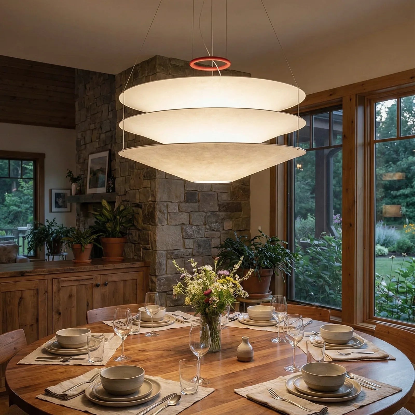 Floating Three Tiered Disc Pendant Light | wildoxy