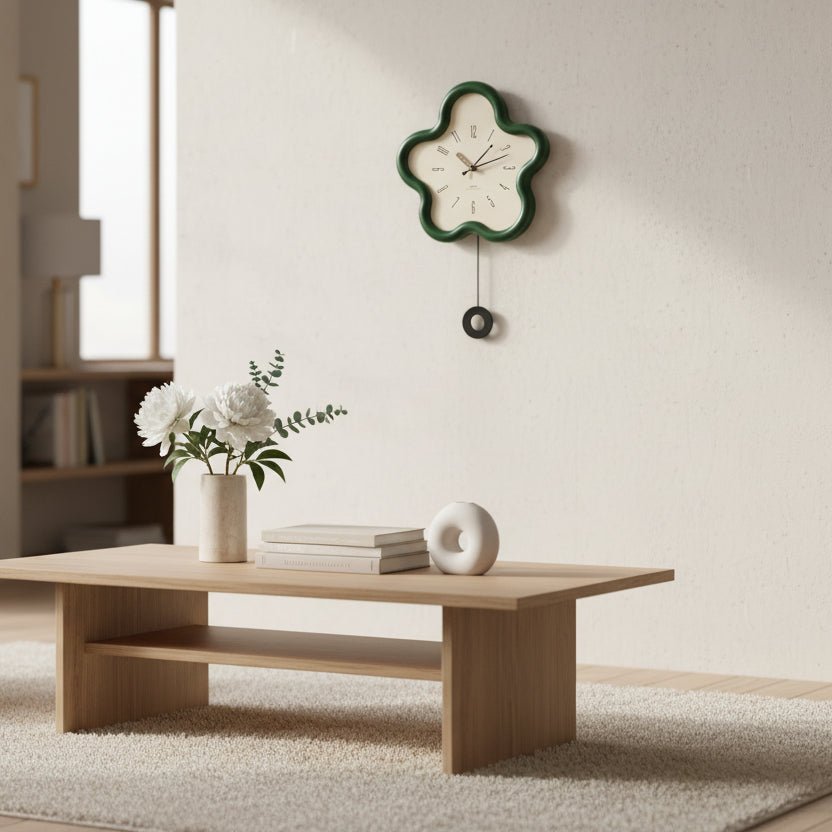 Floracraft 3D-Blumen-Wanduhr — Lautloses Uhrwerk, Dekorationspendel