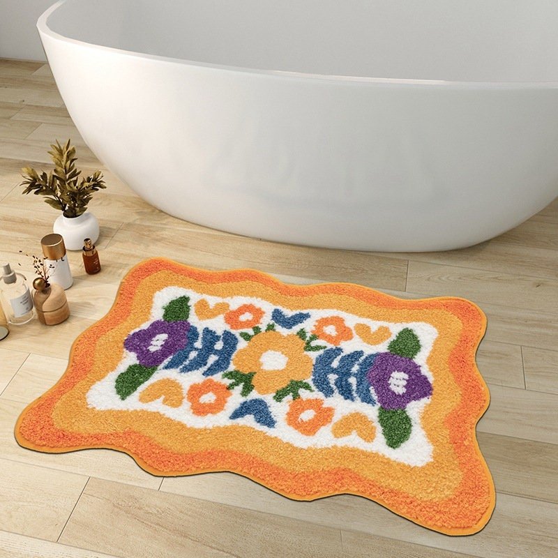 Tappetino da bagno floreale morbido Floracush — retro antiscivolo
