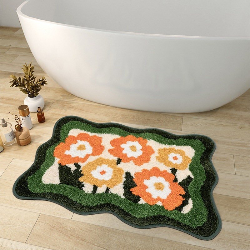 Tappetino da bagno floreale morbido Floracush — retro antiscivolo