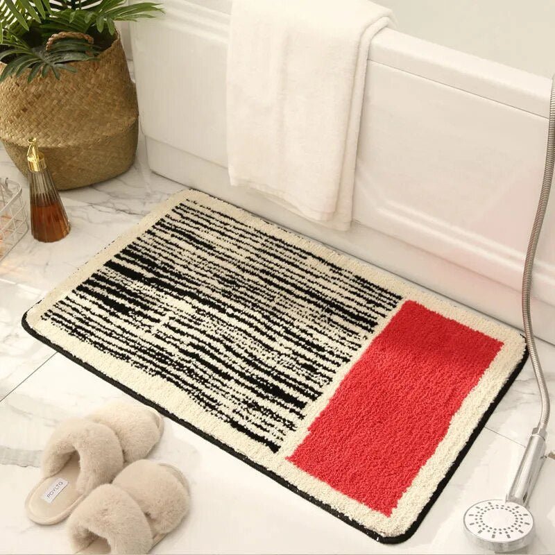 FORMELLE Handcrafted Bath Mat — Non-Slip Backing, Abstract Pattern