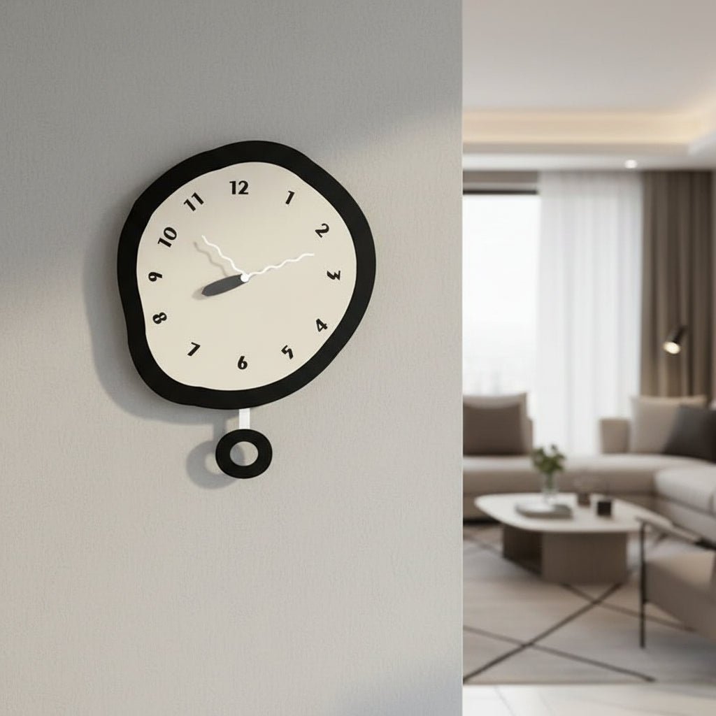 Formless Nástěnné hodiny s průměrem 12 palců — Tichý chod, minimalistický nepravidelný design