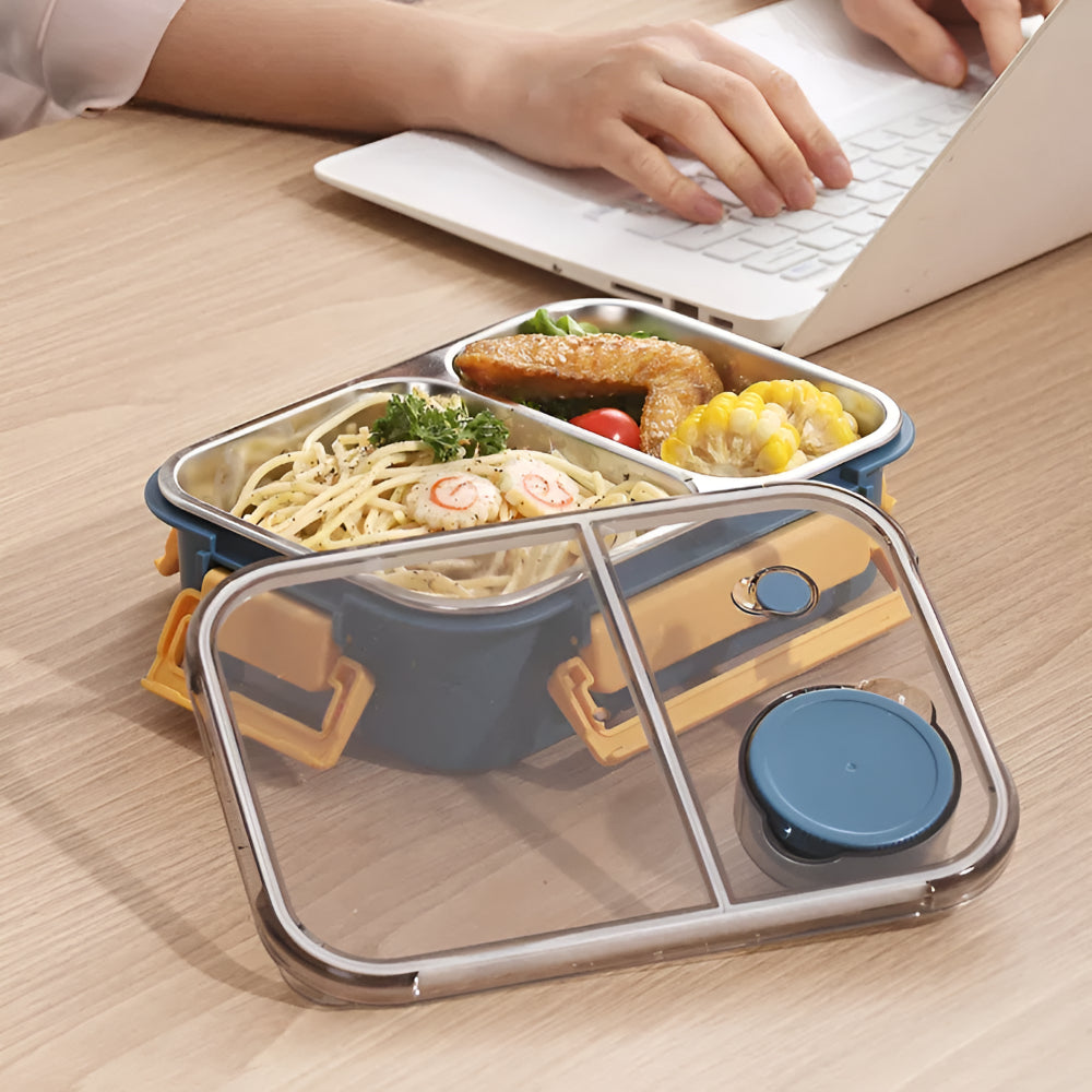 Thermische lunchbox van 850 ml roestvrij staal — lekvrij, 2 vakken