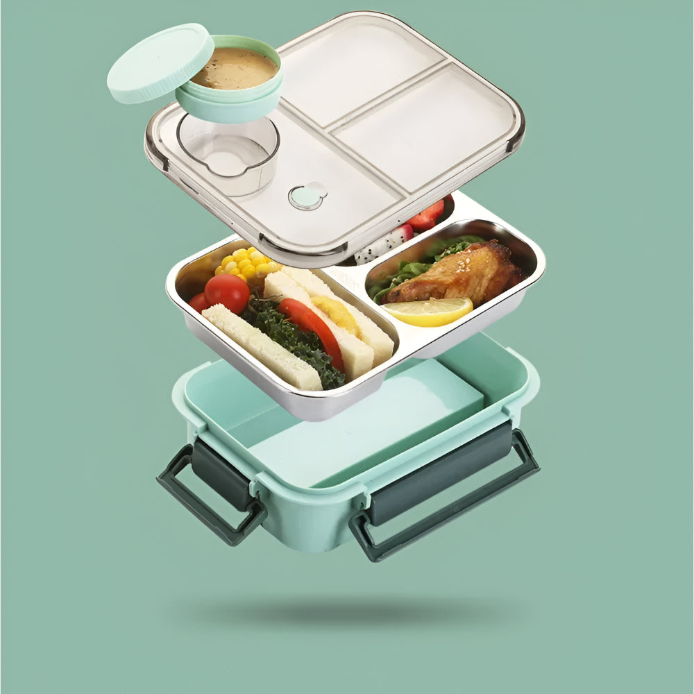 Thermische lunchbox van 850 ml roestvrij staal — lekvrij, 2 vakken