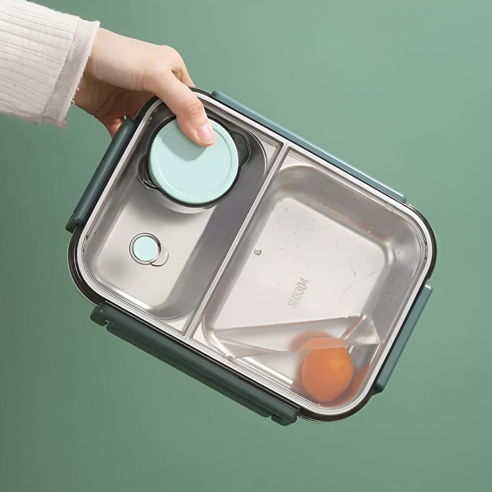Thermische lunchbox van 850 ml roestvrij staal — lekvrij, 2 vakken