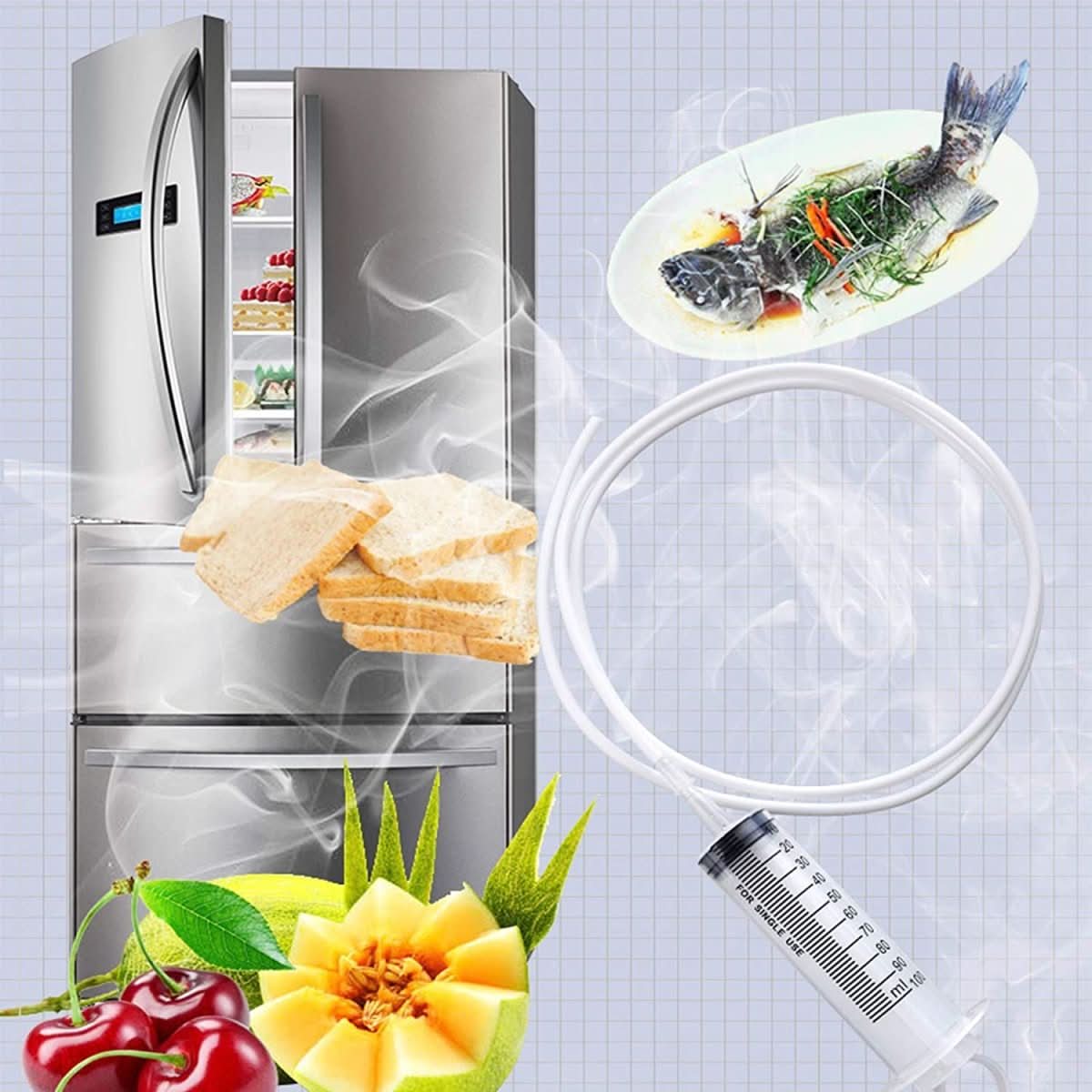 طقم تنظيف فتحة تصريف الثلاجة FridgeFresh Pro — أداة لفتح انسداد خط التصريف، وإزالة التراكمات والثلج