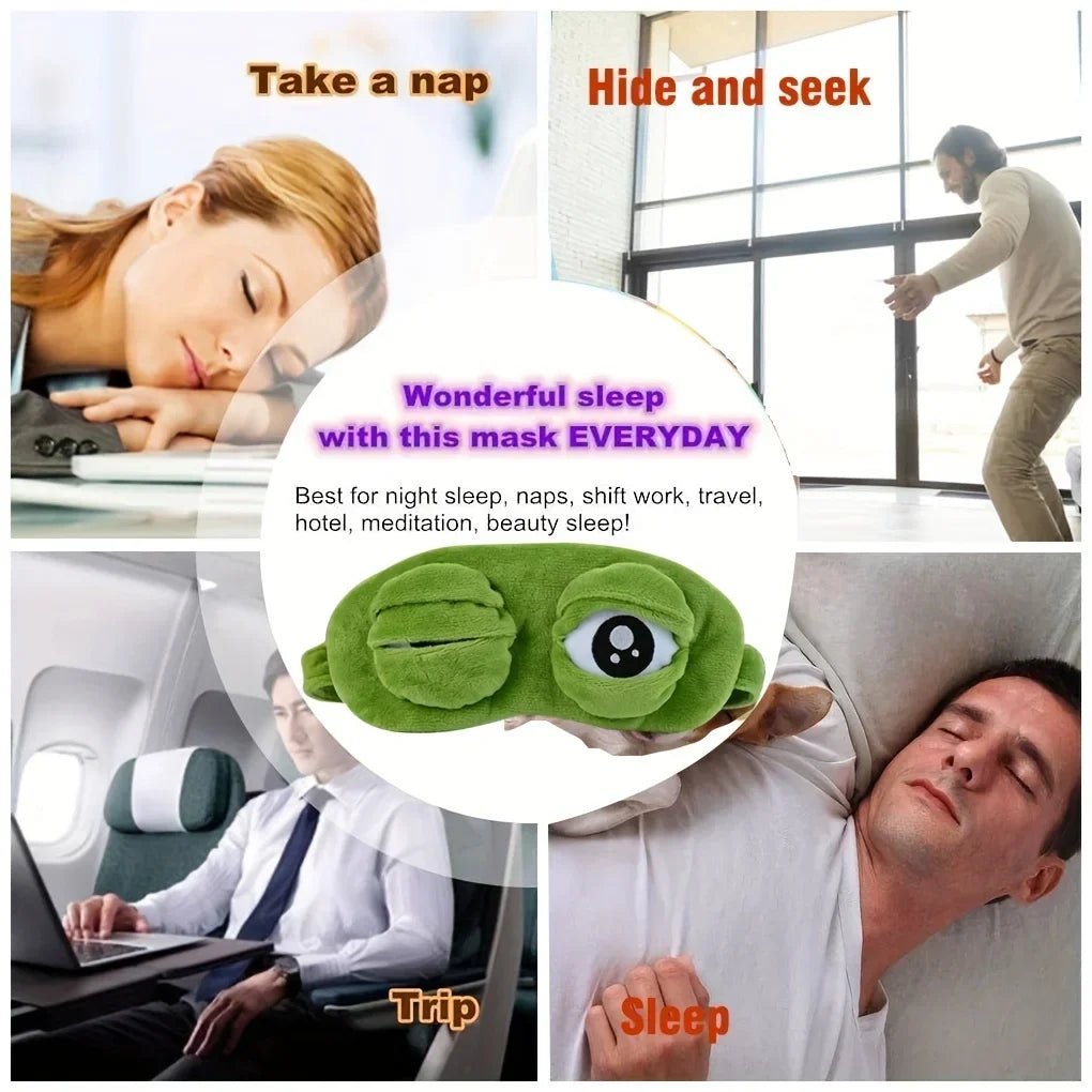 FROGZLEEP 3D maska na oči ve tvaru žabích očí — konturovaný tvar blokující světlo