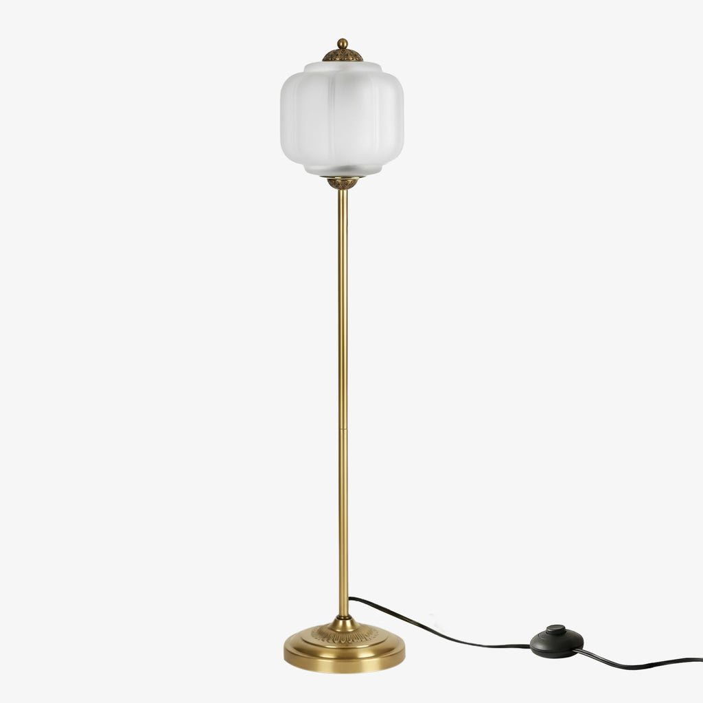 Glas-Stehlampe in Kürbisform — retro-inspirierter organischer Stil