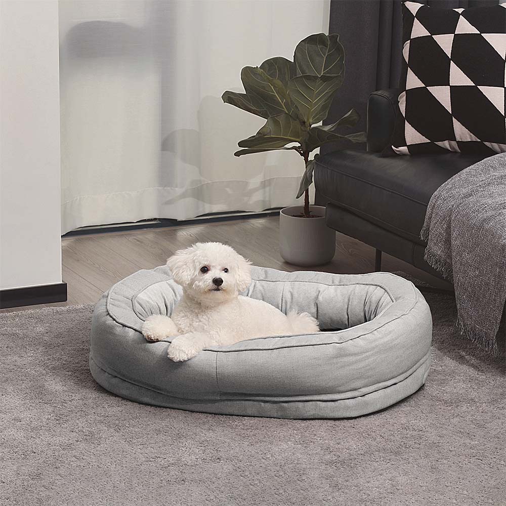 Cama donut para perros — espuma ortopédica, borde alto, antideslizante