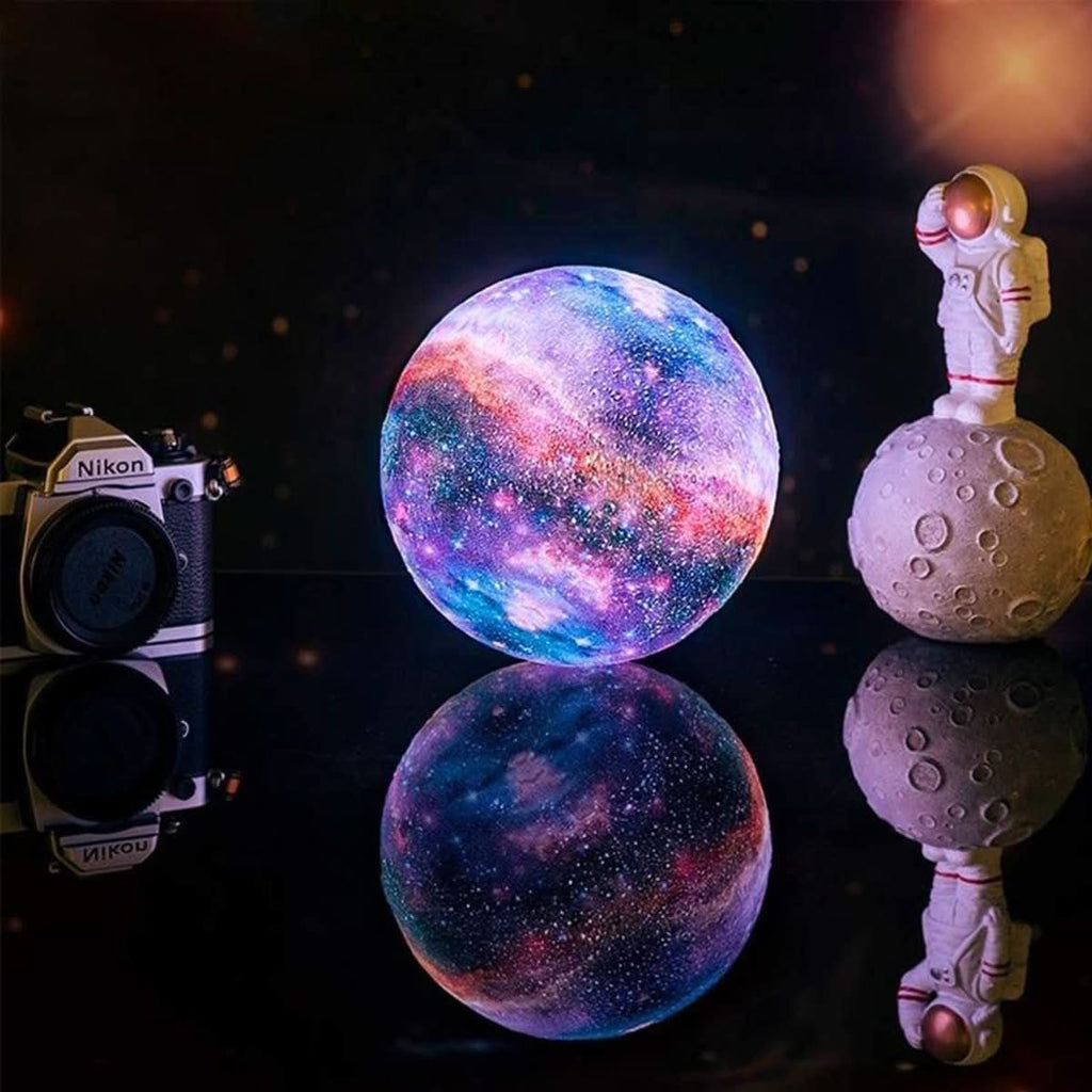 Galaxy-maamlamp — 3D-geprinte verlichting, 16 kleurmodi, houten standaard, afstandsbediening