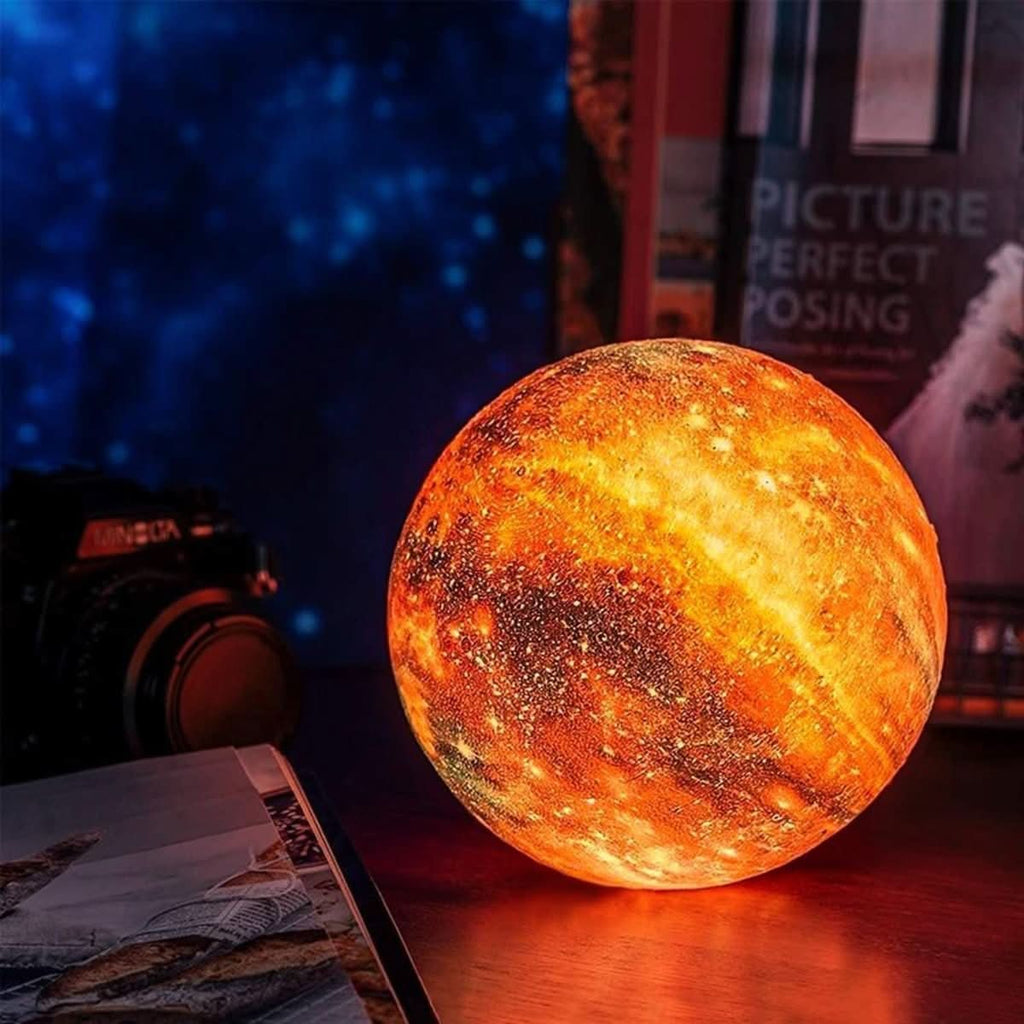 Galaxy-maamlamp — 3D-geprinte verlichting, 16 kleurmodi, houten standaard, afstandsbediening