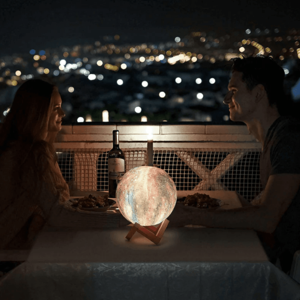 Galaxy-maamlamp — 3D-geprinte verlichting, 16 kleurmodi, houten standaard, afstandsbediening