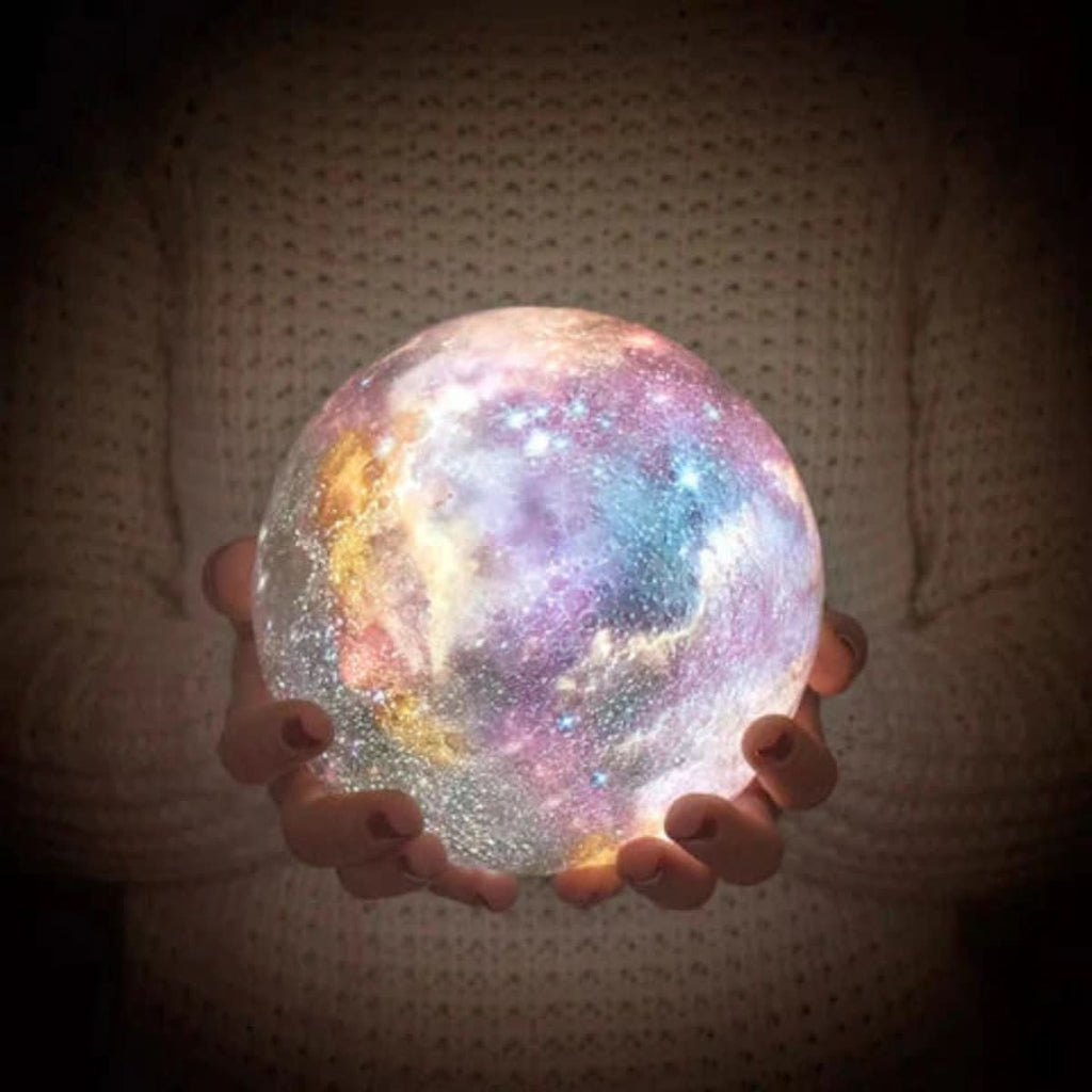 Galaxy-maamlamp — 3D-geprinte verlichting, 16 kleurmodi, houten standaard, afstandsbediening