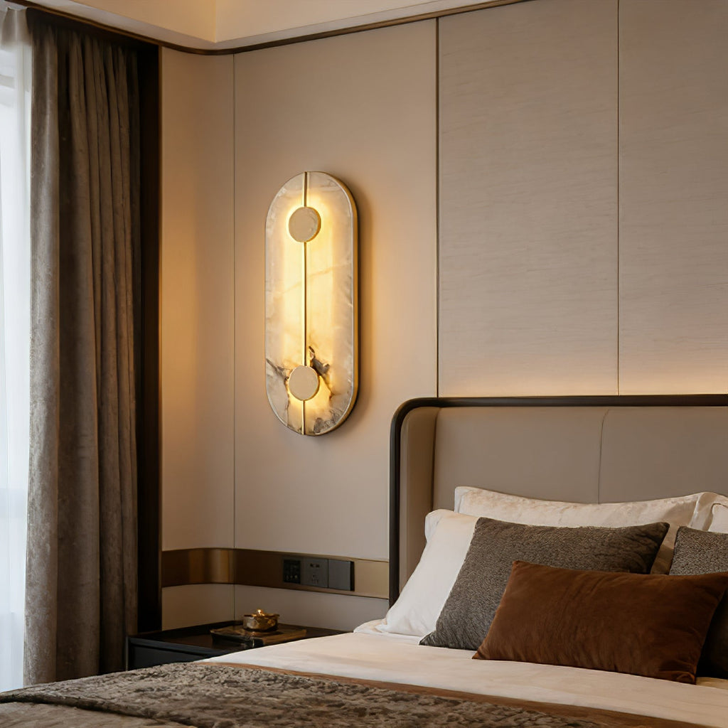 Geometric Capsule Natural Alabaster Wall Sconce | wildoxy